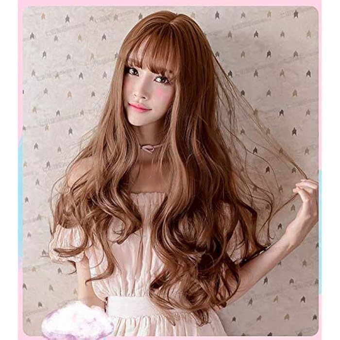 DILLARDS Wig Female Long Roll Big Wave Korean Air Bangs Headgear - Image 3